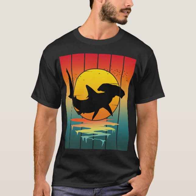 Vintage Sunset Hammerhead Shark  T-Shirt (Front)