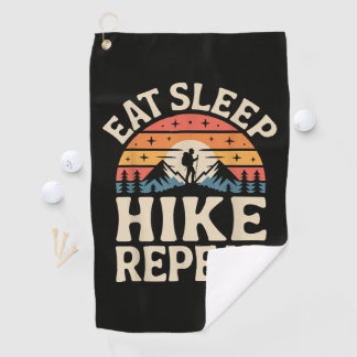 Vintage Sunset Hiking - Mountain Adventure Golf Towel