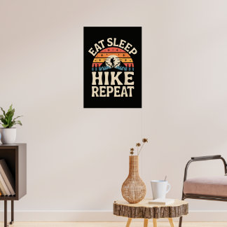 Vintage Sunset Hiking - Mountain Adventure Poster