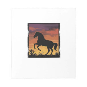 Vintage Sunset Horse Silhouette Western Engraving Notepad