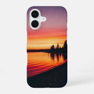 Vintage Sunset Lake Reflection iPhone 16 Case