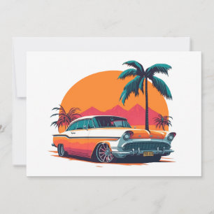 Vintage Sunset Lowrider Retro Cruise Vibes Style Holiday Card