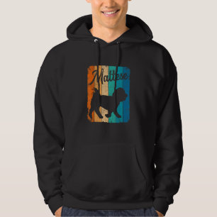 Vintage Sunset Maltese Dog Pet  Dog Owner Hoodie