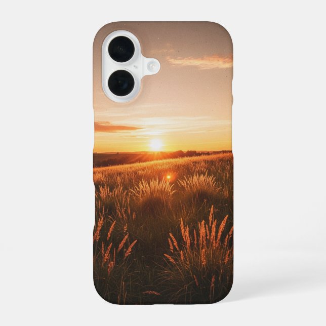 Vintage Sunset Meadows iPhone 16 Case (Back)