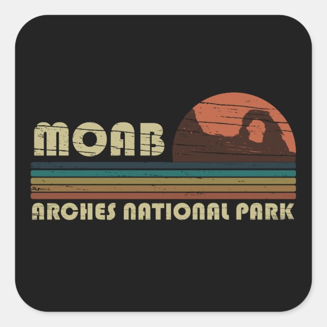 Vintage Sunset Moab Utah - Arches National Park Square Sticker (Front)