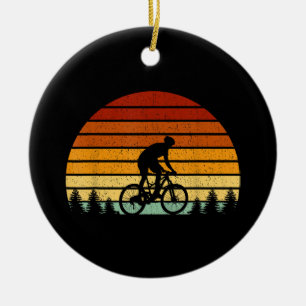 Vintage Sunset Mountain Biking Gift For Mountain B Ceramic Tree Decoration