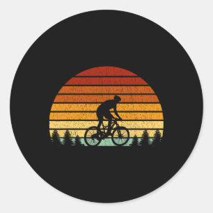 Vintage Sunset Mountain Biking Gift For Mountain B Classic Round Sticker