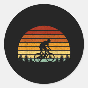 Vintage Sunset Mountain Biking Gift For Mountain B Classic Round Sticker
