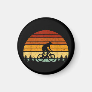 Vintage Sunset Mountain Biking Gift For Mountain B Magnet