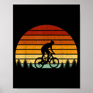 Vintage Sunset Mountain Biking Gift For Mountain B Poster