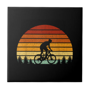 Vintage Sunset Mountain Biking Gift For Mountain B Tile