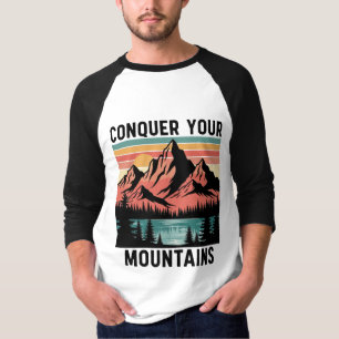 Vintage Sunset Mountain Landscape Illustration T-Shirt