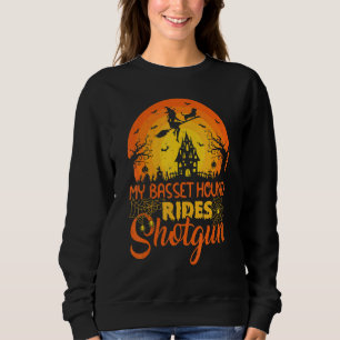 Vintage Sunset My Basset Hound Dog Ride Shotgun Ha Sweatshirt