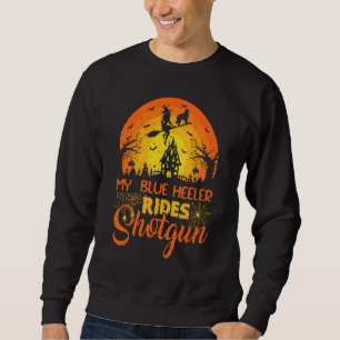 Vintage Sunset My Blue Heeler Dog Ride Shotgun Hal Sweatshirt