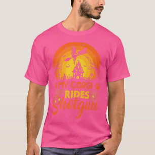 Vintage Sunset My Corgi Dog Ride Shotgun Halloween T-Shirt