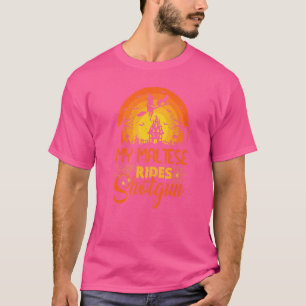 Vintage Sunset My Maltese Dog Ride Shotgun Hallowe T-Shirt