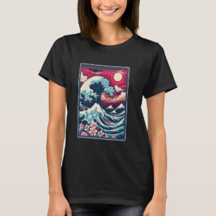 Vintage Sunset Nature Lover Japanese Wave Art Surf T-Shirt