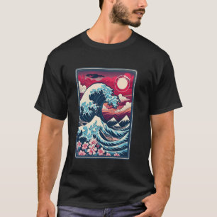 Vintage Sunset Nature Lover Japanese Wave Art Surf T-Shirt