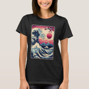 Vintage Sunset Nature Lover Japanese Wave Art Surf T-Shirt