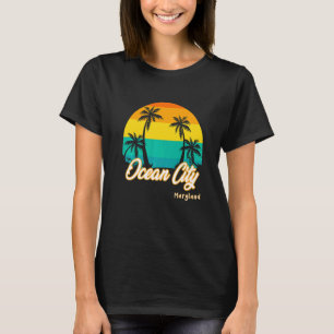 Vintage Sunset Ocean City Beach Maryland Summer Va T-Shirt