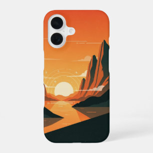 Vintage Sunset on the Mountains iPhone 16 Case