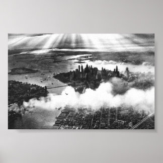 Vintage Sunset over New York City NY 1932 Poster