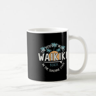 Vintage Sunset Palm Tree Waikiki Hawaii Surfing Va Coffee Mug