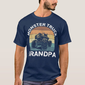 Vintage Sunset Retro Monster Truck Grandpa Birthda T-Shirt
