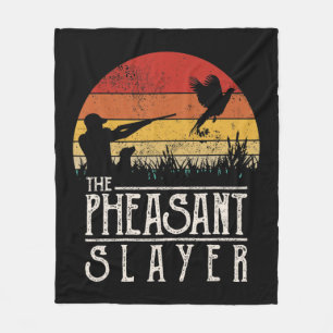 Vintage Sunset Retro Style Pheasant Hunting Pheasa Fleece Blanket