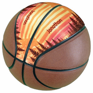 Vintage Sunset Retro Vibe Custom Name Unisex Basketball