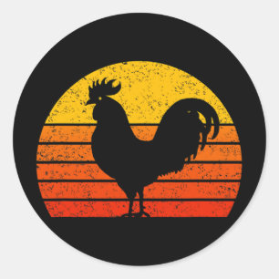 Vintage Sunset Rooster Chicken Farmer Classic Round Sticker