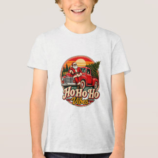 Vintage Sunset Santa Claus Red Truck Ho Ho Ho Vibe Tri-Blend Shirt