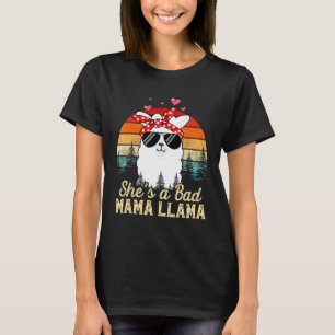 Vintage Sunset Shes A Bad Mama Llama Mother Days T-Shirt