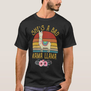 Vintage Sunset She's A Bad Mama Llama Mother's Da T-Shirt