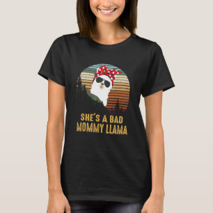 Vintage Sunset She's A Bad Mummy Llama Mother's D T-Shirt