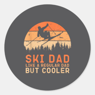 Vintage Sunset Skiing Dad Like A Regular Dad But C Classic Round Sticker