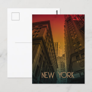 Vintage Sunset Skyscrapers New York Postcard