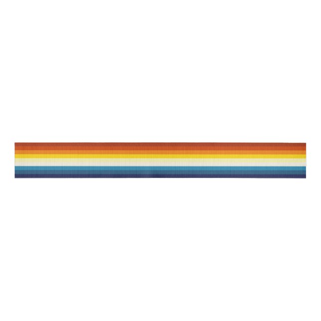 Vintage Sunset Stripes Colourful Rainbow Grosgrain Ribbon (Front)