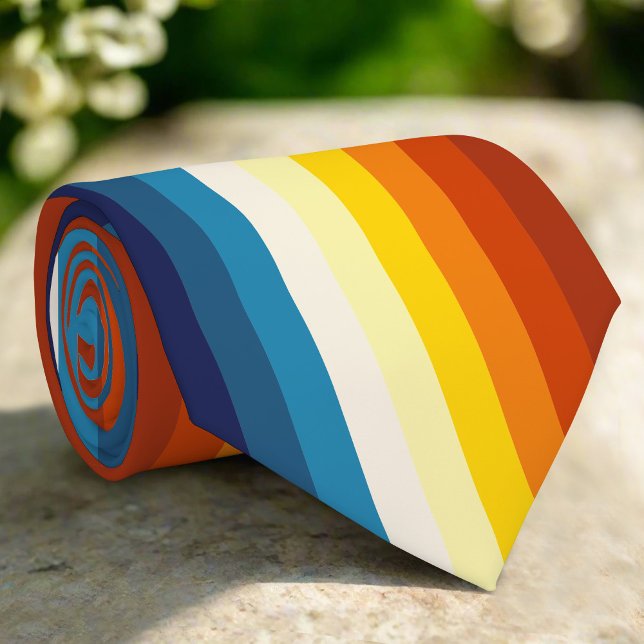 Vintage Sunset Stripes Colourful Rainbow Tie (Creator Uploaded)