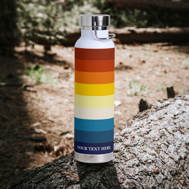 Vintage Sunset Stripes Colourful Rainbow Water Bottle (Creator Uploaded)