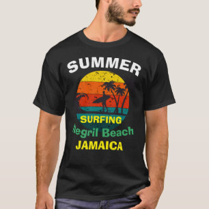 Vintage sunset summer ,surfing in negril Jamaica T-Shirt