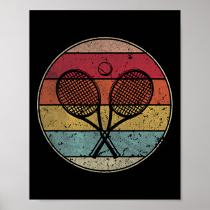 Vintage Sunset Tennis Rackets Men Women Kids Retro Poster