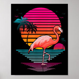 Vintage Sunset Tropical Flamingo Summer Family Poster