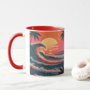 Vintage Sunset Wave Retro Tropical Coffee Mug