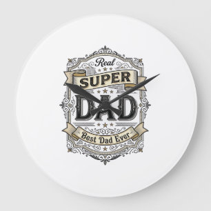 Vintage Super Dad Badge Shirt Design_1 Large Clock
