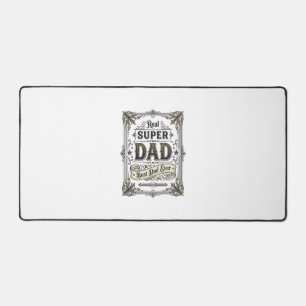 Vintage Super Dad Best Dad Ever Shirt Design_1 Desk Mat