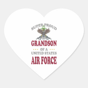 Vintage Super Proud Grandson Of United States Gift Heart Sticker