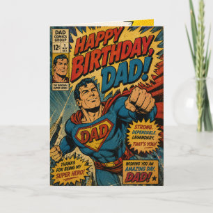 Vintage Superhero Dad Birthday Card