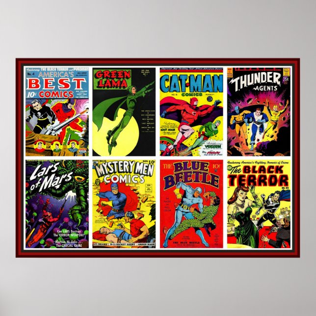 Vintage Superheroes Comic Book Compilation Poster (Front)