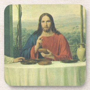 Vintage Supper At Emmaus with Jesus Christ Coaster